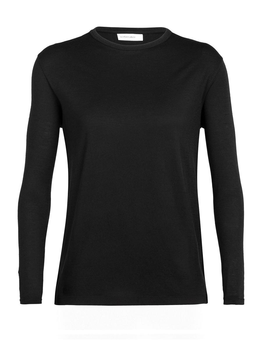 Women's Icebreaker Merino Granary T-Shirt Long Sleeve Black | CA 1308ILHS